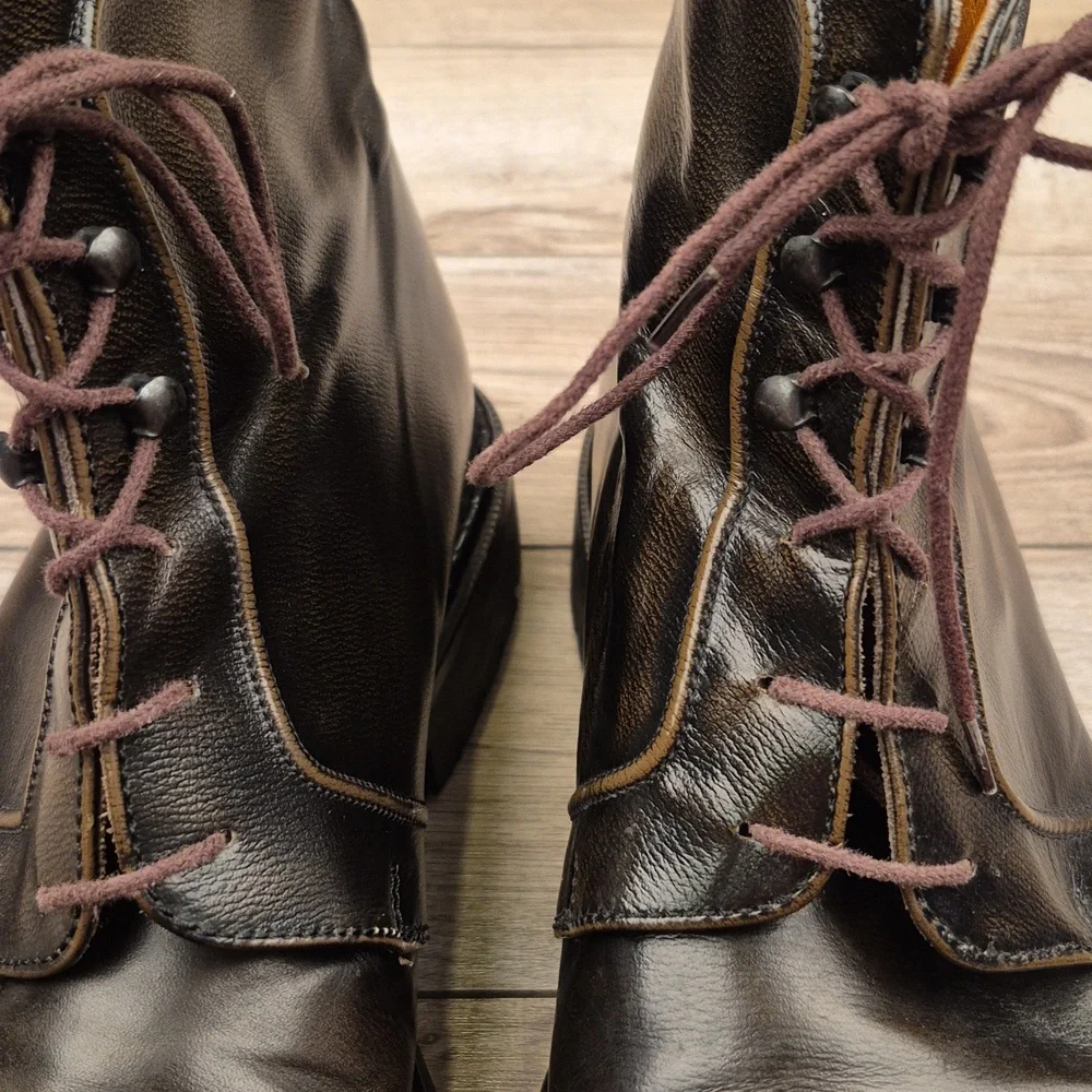 BALLY Italy Campos Dark Brown‎ Leather Designer Mens Sz 9 E Combat Lace Up Boots